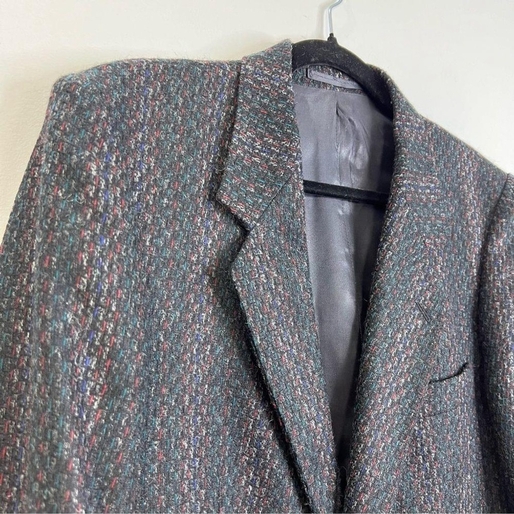 Vintage 100% wool black multi colour tweed blazer 40 R - Picture 3 of 9
